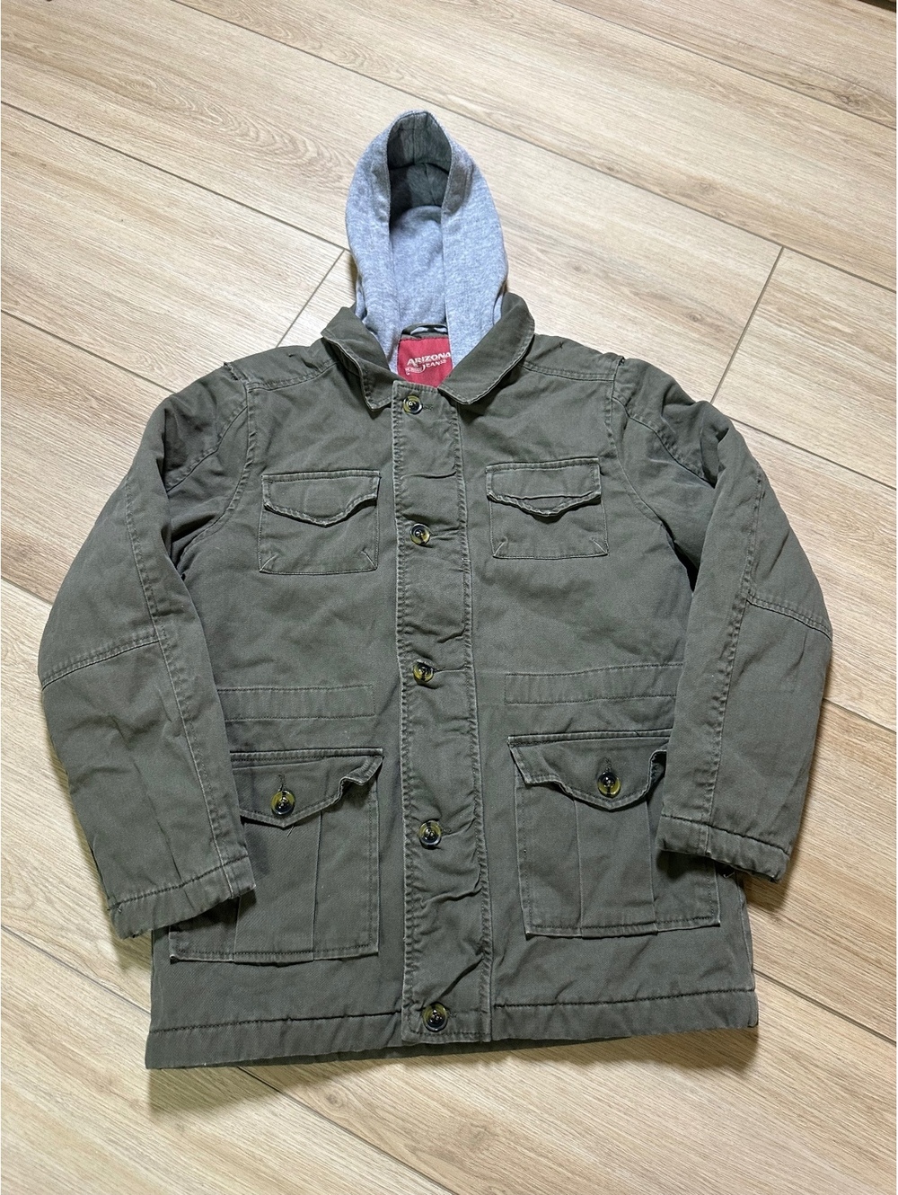 Arizona co button/zipper jacket olive green